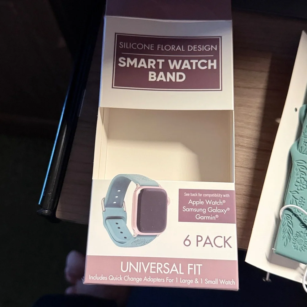 Embossed Floral Silicone Watch Bands - Assorted Colors 6 brand new bands - Picture 4 of 6